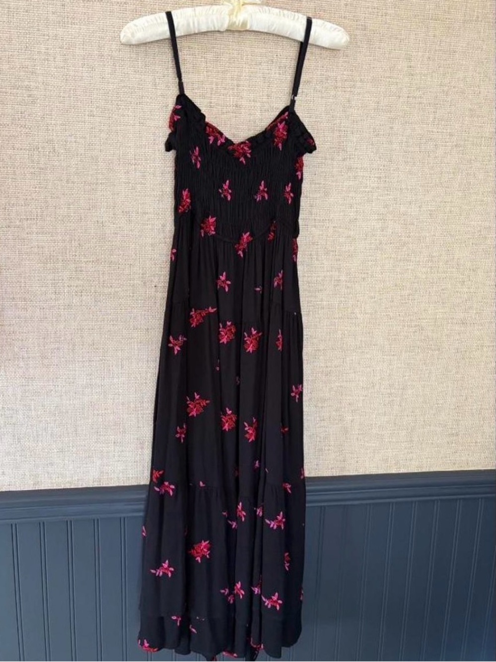 Ciao Lucia Black Dress with Pink flowers